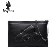 MYNOS 3D Pistola de La Cadena Mujeres Messenger Bag Lady Day embrague de la tarde bolsos de Cuero Bolso Crossbody Bag Famosa Marca Femme Sac A Principal