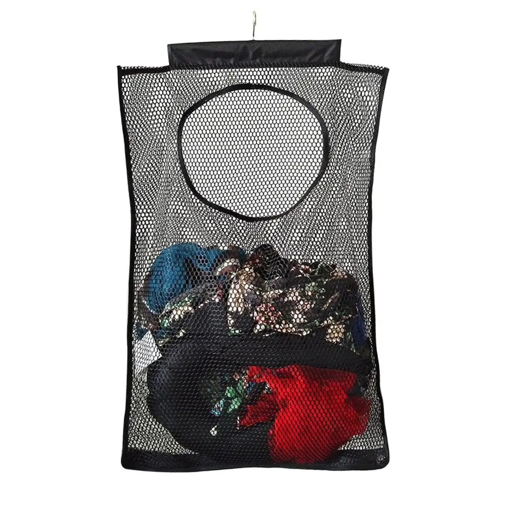 

Wall-mounted Laundry Bag Mesh Grid Perspective Dirty Clothes Hanging Pack Home Cosmetic Swimming Supplies Ventilated Storage Bag