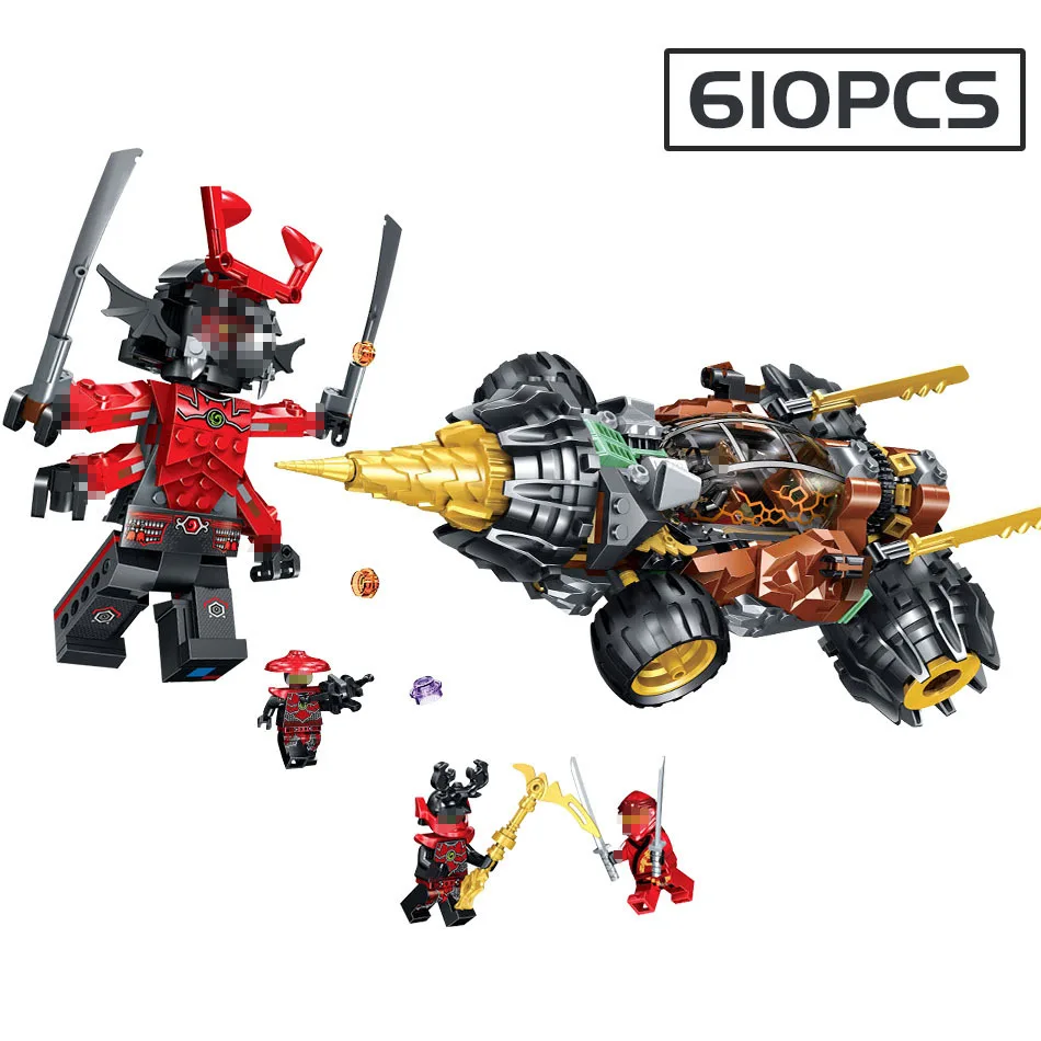 

610pcs Ninja Giant Earth Moving Chariot Building Blocks Compatible Legoingly Ninjagoed Car Warrior Bricks Toys For Children Gift