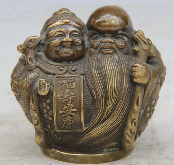 

JP S0522 6" Chinese Copper Folk Wealth Shou God of longevity grandpa grandmother Statue