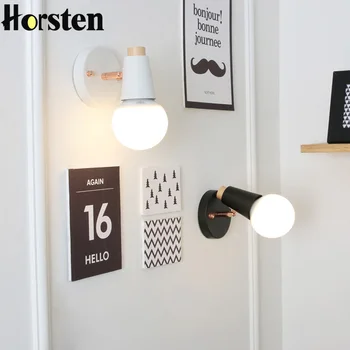 

Horsten Modern Nordic Bedside Wall Lamp Creative Wood Wall Lamps Simple Black White Sconce Wall Lights For Bedroom Living Room