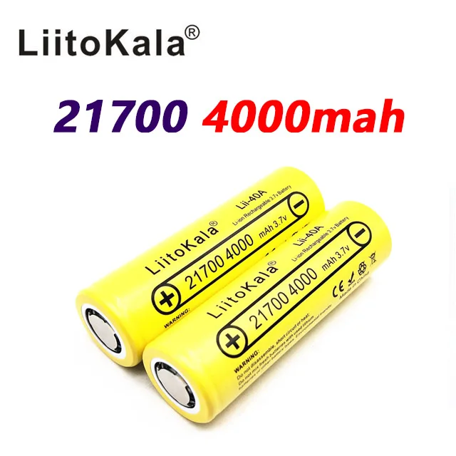 2pcs LiitoKala Lii-40A 21700 4000mah Li-Ni Battery 3.7V 40A for Electronic Cigarette Mod / Kit 3.7V 30A power 5C Rate Discharge