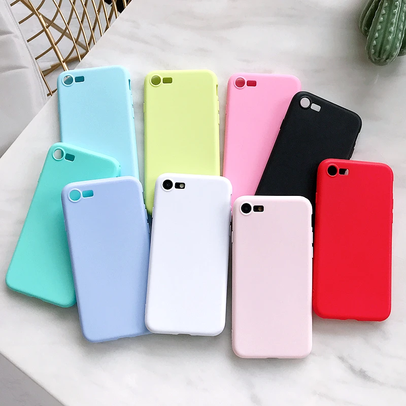 

Ultra thin Solid Color Cover for iPhone 8 7 6 6S Plus Soft TPU Silicone Case for iPhone X XS Max XR Phone Cases Protect Funda