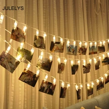 JULELYS AA батарея Гирлянда для фото клип светодиодный светильник s украшение для свадьбы праздник Рождество гирлянда комната цепь светильник