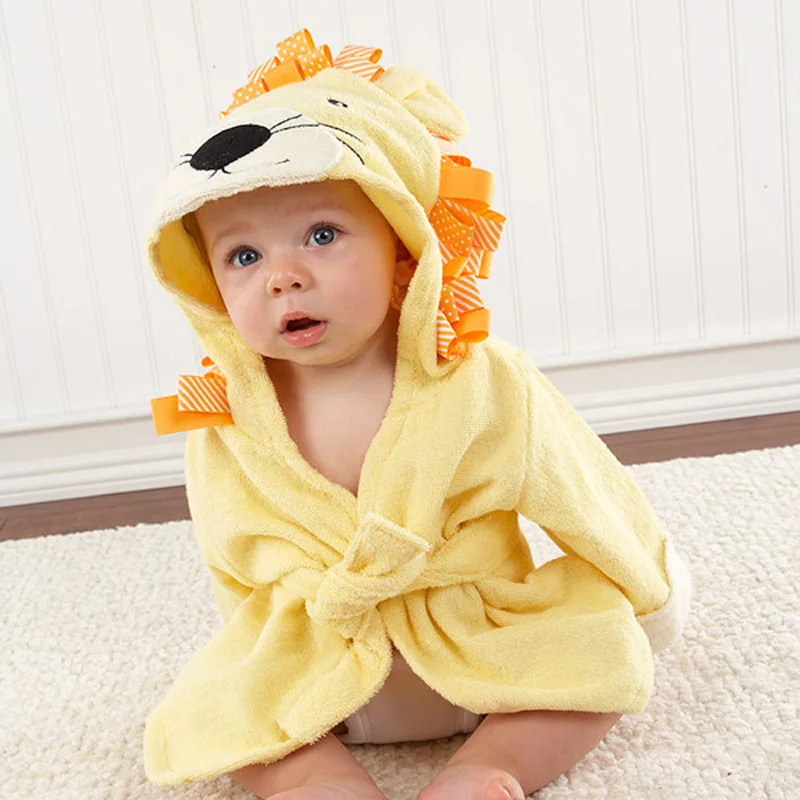 Вышитое мягкое детское платье; банный халат с животным дизайном; Одежда для младенцев; M09