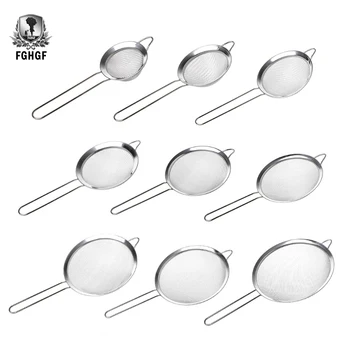 

FGHGF 3PCS Sieve Flour Stainless Steel Tea Sink Strainer Filter DIY Tools Kichen Tool Colander Oil Suction Drain Accessories