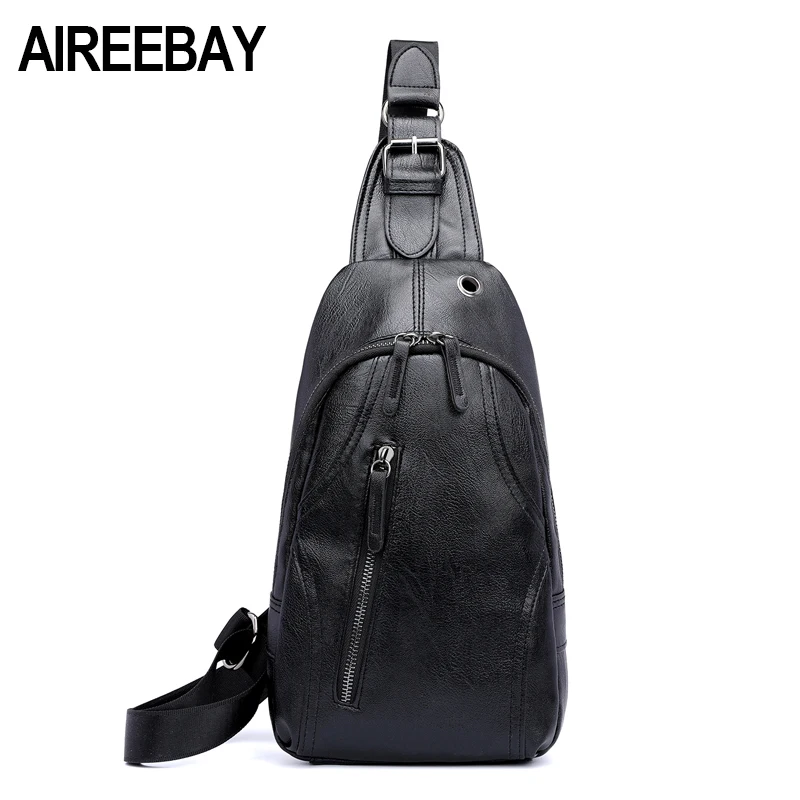 

AIREEBAY New Male Chest Bag Fashion Leisure Man Leather Korean Style Messenger Shoulder Bag For Teenager Travel Crossbody Bags