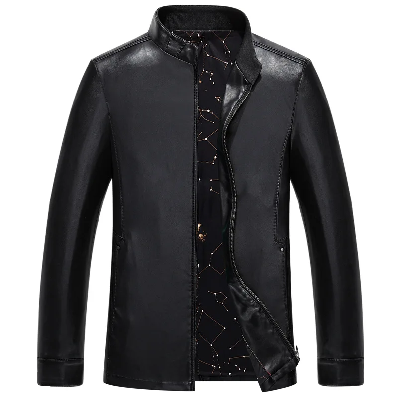 

2017 Spring New Casual Stand Collar Chamarras Para Hombres Excellent Quality Black Blue Colors Herren Lederjacke