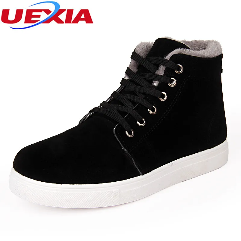 

UEXIA Suede Snow Boots Men's Winter Ankle Boot Plush Warm Snow Shoes Russian Style Warm Walking boots Men Footwear Comfortable
