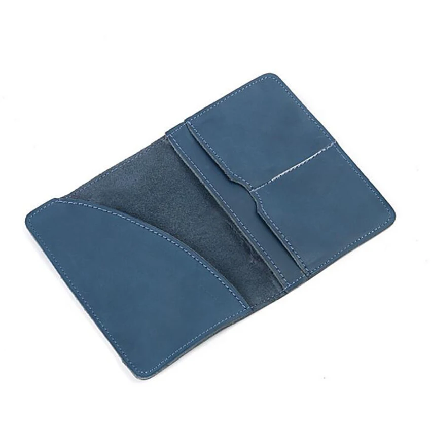 Выгравированное индийское Обложка для паспорта выгравированное имя Женский кошелек из натуральной кожи Мужская кредитница, кошелек кожаный держатель для паспорта подарок - Color: Blue