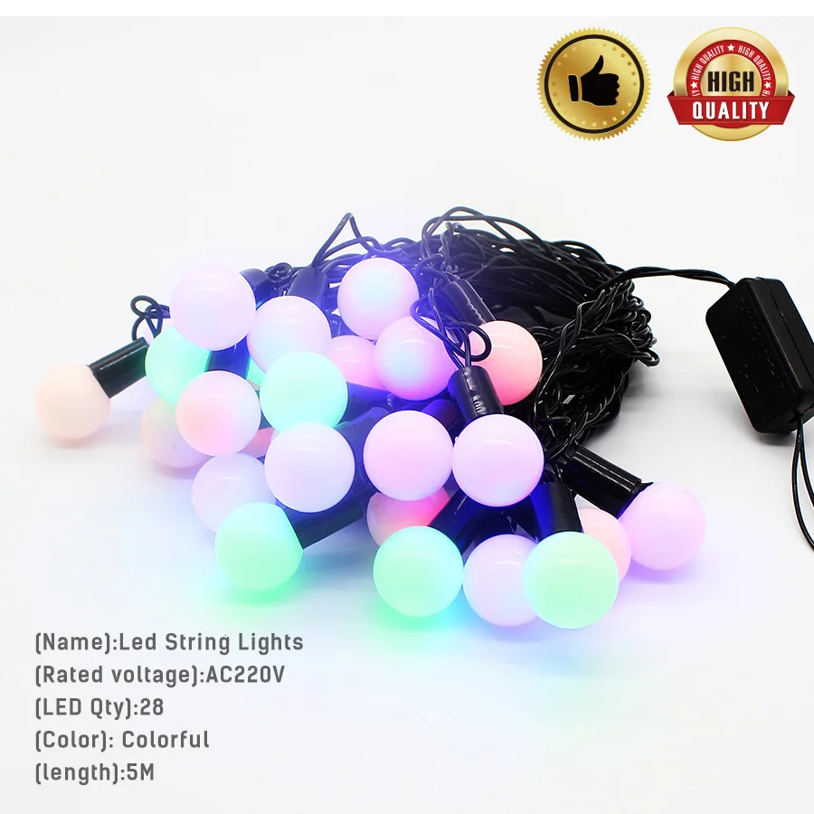 5M 28 LED Blubs String Lights Plug Powered Starry DIY Christmas For festival Wedding Party Decorasion | Освещение