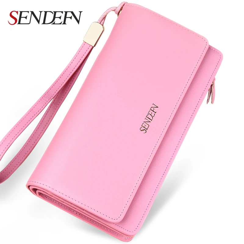 

Sendefn 2018 new Fashion Lady Genuine Leather Wallet Female Purse Long Clutch Women Wallet Card Holder Purse Coin Purse