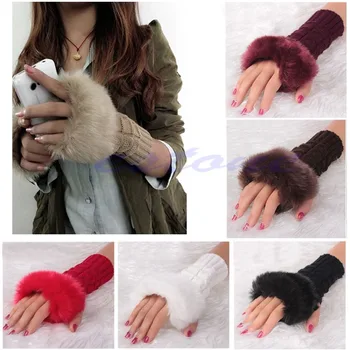 

New Fashion Women Knitted Fingerless Winter Gloves Unisex Soft Warm Mitten