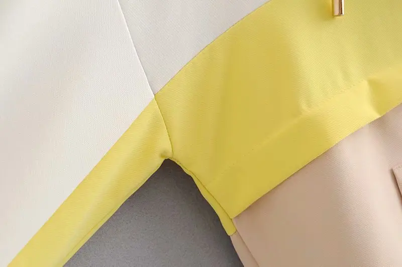 Set Female Vintage Yellow Contrast Color Baseball Bomber Pullover Jacket Women Top and Pencil Jogging Pants Suits Two Piece Sets