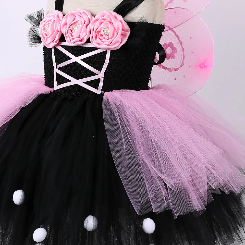Black Pink Butterfly Princess Dress Teen Girls Clothing for Girls Knee Length Fairy Dress Girls Dresses for Party and Wedding (7)