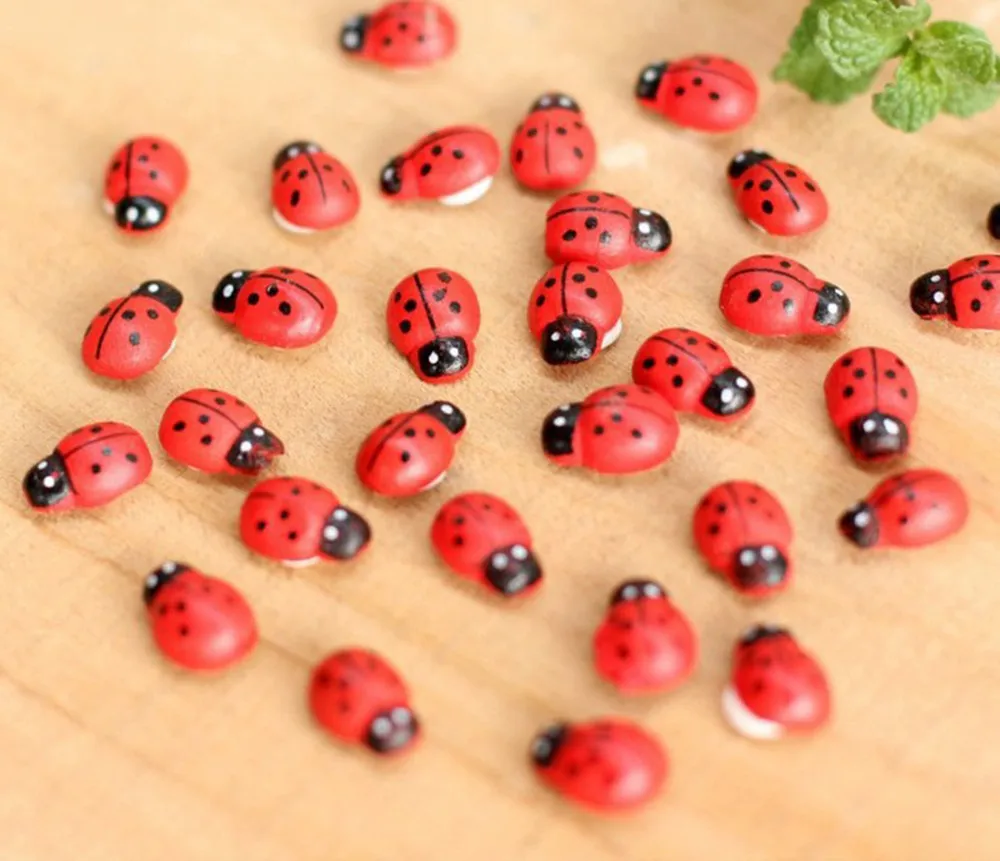 10 шт. миниатюрные украшения Coccinella Septempunctata изделия из смолы DIY маленький садовый декор Superba дерево