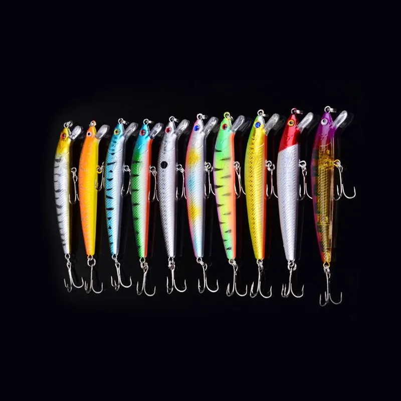 Hot Lot 10pcs Assorted Minnow Fishing fishhooks Bass Fishing Baits with