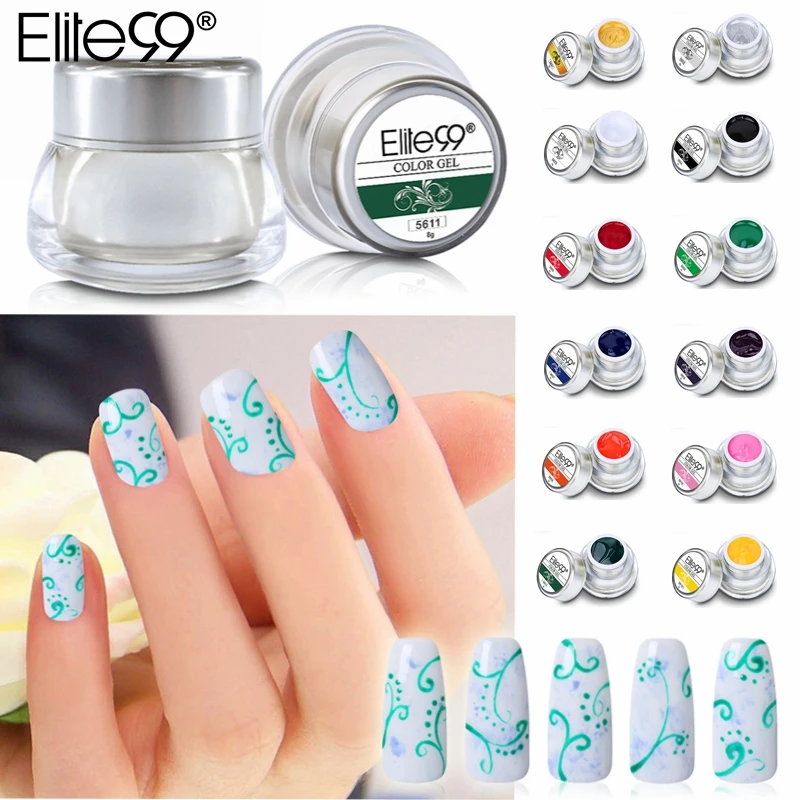 

Elite99 Pure Painting Gel 8g Nail Art Paint Draw Acrylic Glitter Color UV LED Soak Off Gel Nail Gel Polish 12 Colors Gel Varnish