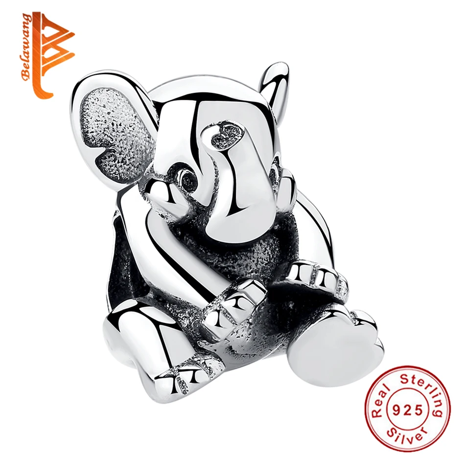 

BELAWANG Fit Authentic Charms Bracelets Original 925 Sterling Silver Beads Lucky Elephant Animal Charm DIY Jewelry making