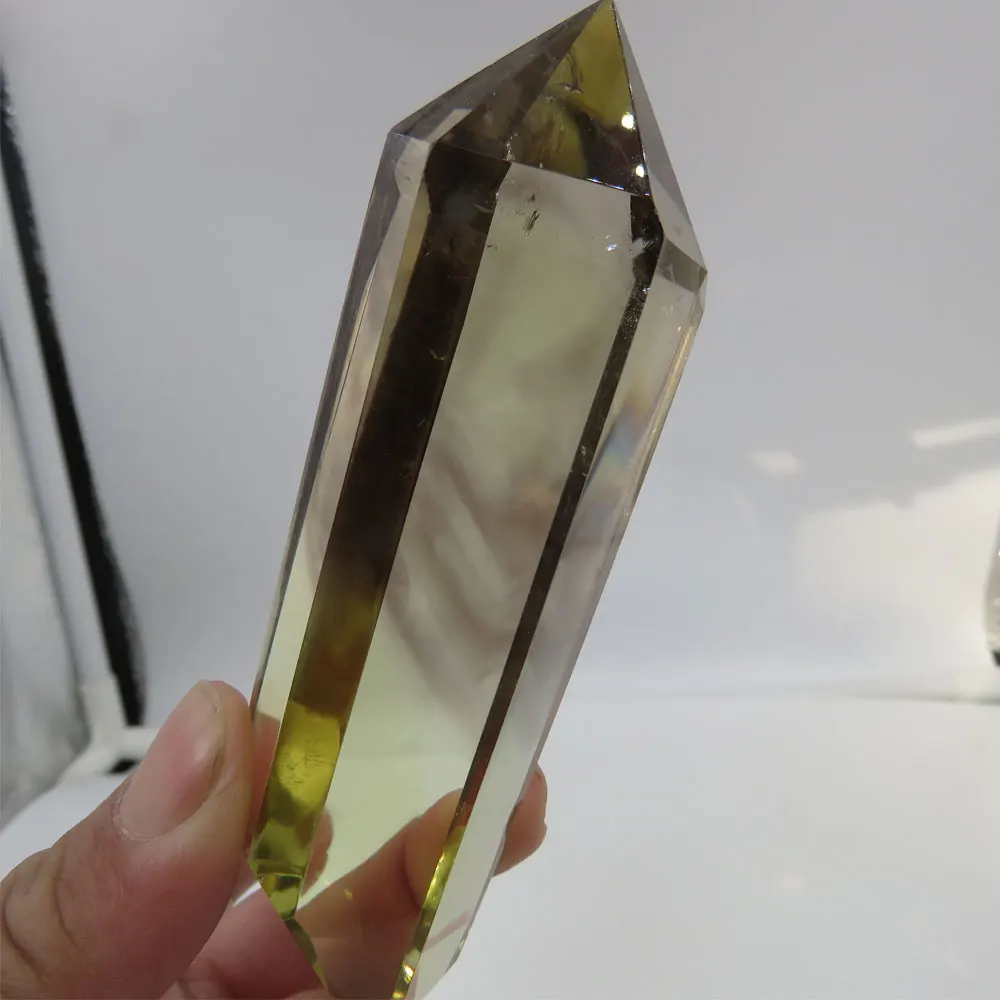 

110g AAA Natural Citrine Quartz Crystal Double Terminated Point Wand "Pyramid Mountain" inside Reiki Healing Handmade 2019 Gift