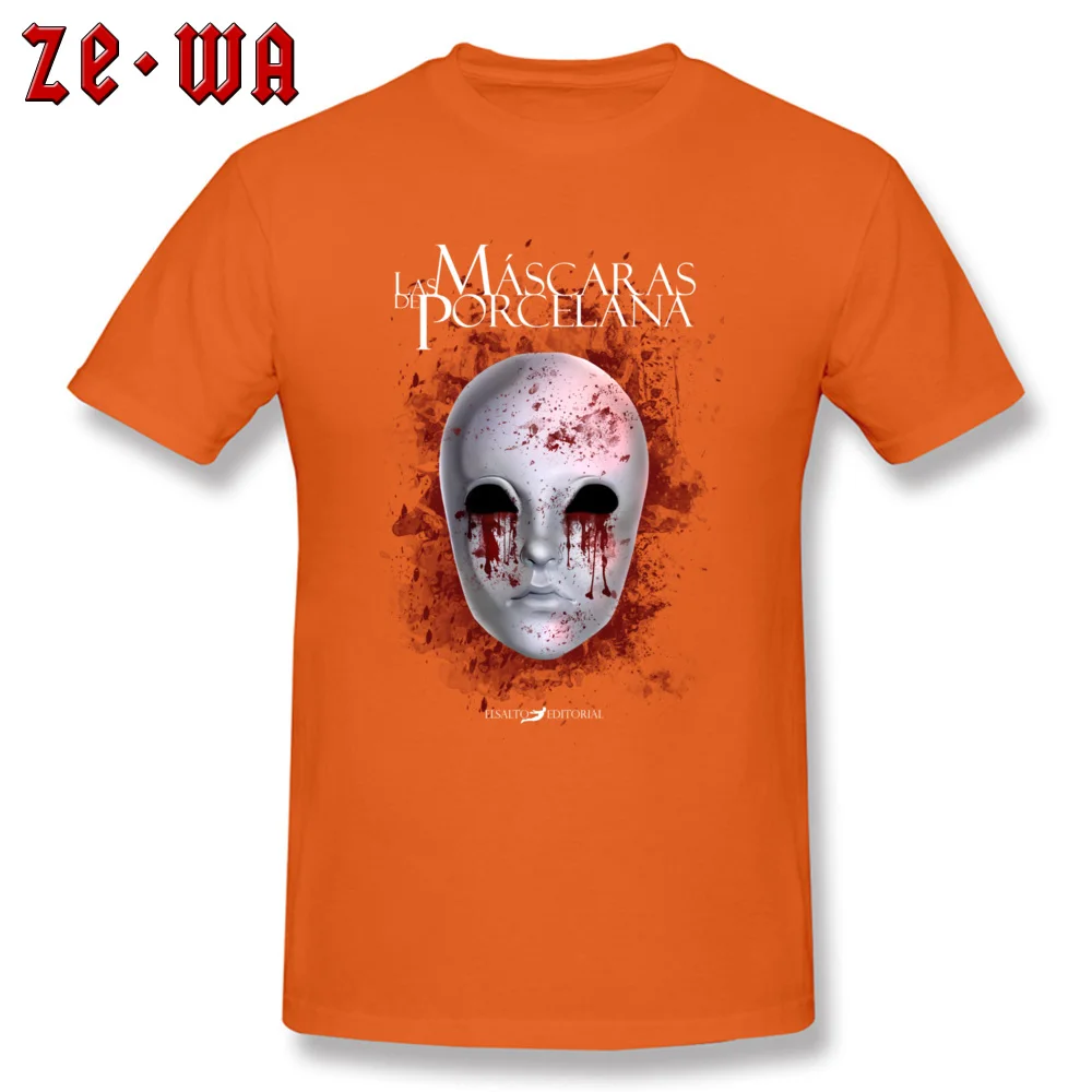 Las mscaras de porcelana T Shirts Short Sleeve Casual Brand Men Summer T Shirt Casual Tees Round Neck Cotton Free Shipping Las mscaras de porcelana orange