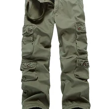 Плюс Размеры карманов флокирование брюки-карго Хлопок Молния Fly Для мужчин мужской открытый Пеший Туризм работы спортивная одежда более Размеры осенние штаны