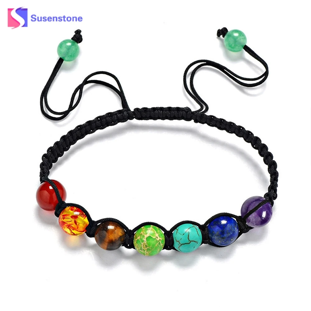 

susenstone 7 Chakras Bracelets For Women 2018 Casual Lovers Casual Jewelry Balance Beads Bracelet Natural Stone Wristlet