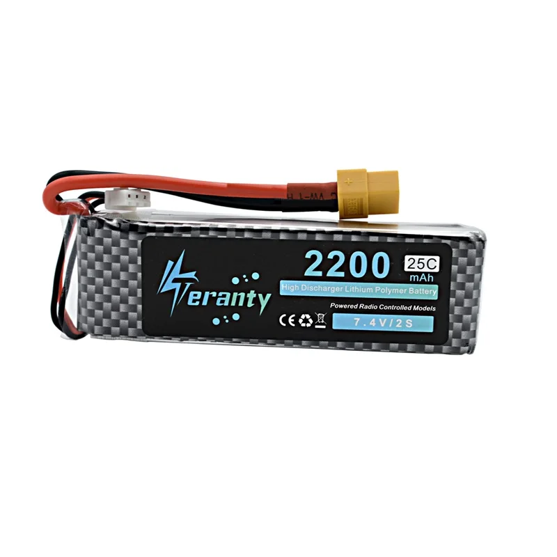 Günstig High Power 2S 7,4 v 2200mAh 25 35C LiPo Batterie XT60 T JST EC3 Stecker 7,4 v Wiederaufladbare Lipo Batterie Für RC Auto Flugzeug Hubschrauber