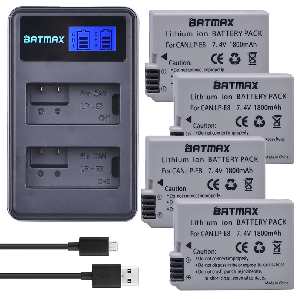1800mAh 4Pcs LP-E8 LPE8 LP E8 Camera Batteries+LCD Dual USB Charger for Canon EOS 550D 600D 650D 700D Rebel X4 X5 X6i X7 2i T3i 1800mAh 4Pcs LP-E8 LPE8 LP E8 Camera Batteries+LCD Dual USB Charger for Canon EOS 550D 600D 650D 700D Rebel X4 X5 X6i X7 2i T3i