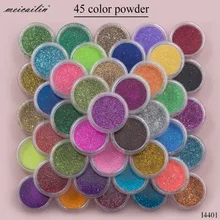 45 adet/takım şeker parlak tırnak tozu toz manikür Nail Art dekorasyon güzel akrilik toz krom Pigment DIY manikürcü 230g