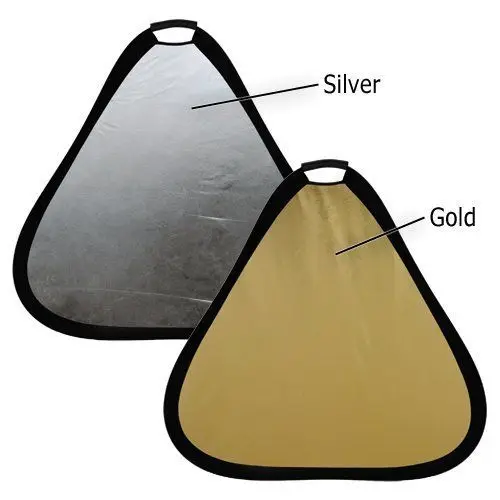 

Free shipping 80cm 32" 2-in-1 Light collapsible photographr Portable Hand held triangle Reflector Disc Silver/Gold