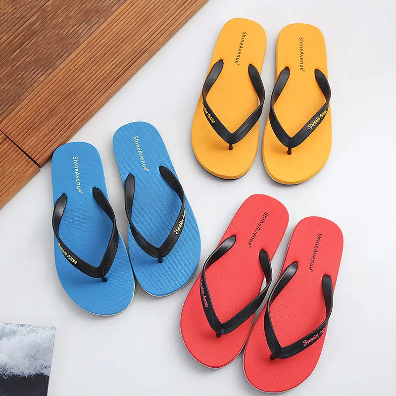 

2019 Man Summer Beach Flip Flops Men Slippers Outdoor Shoes Soft Rubber Yellow Blue Casual Men Slippers Indoor Shoes for man