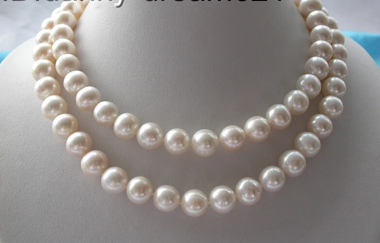 

FREE shipping> CLASSIC 32" AAAA+11mm white round freshwater cultured pearls necklace14k n212 6.07