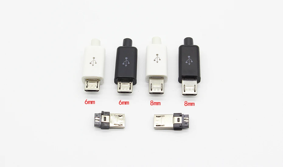 10 шт. Micro USB 5PIN сварочный Тип штекерные разъемы зарядное устройство 5P USB хвост разъем для зарядки 4 в 1 белый черный