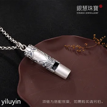 

KJJEAXCMY Fine jewelry S990 pure silver, retro personality, pattern totem, whistle, sterling silver, male pendant