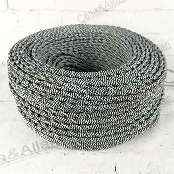

Free shipping 100meters/lot zigzag black and white color braided fabric wire 2*0.75mm textile cloth cover copper wire cable cord