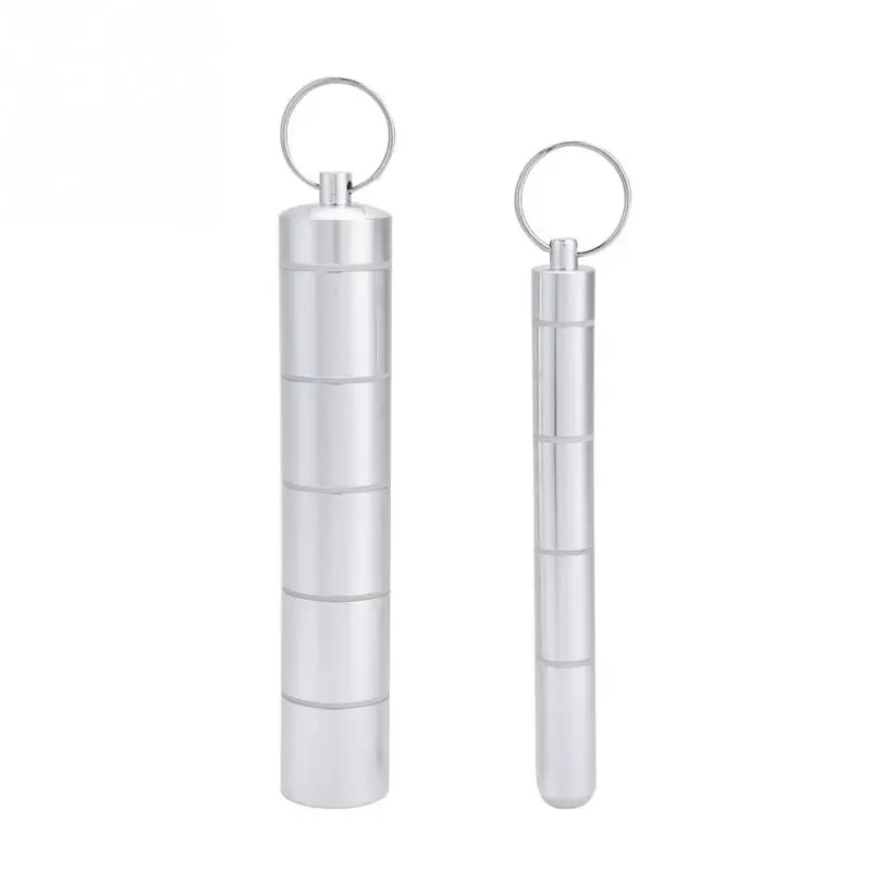

Mini Portable Pill Box Case Waterproof Drug Holder Tablet Bottle Alloy Medicine Storage Keychain Keyring Container Outdoor Tools