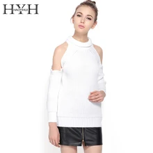 HYH HAOYIHUI 2016 Brand New Autumn Women Fashion High Collar Pullover Sexy Shaping Long Sleeve Off Shoulder Sweater