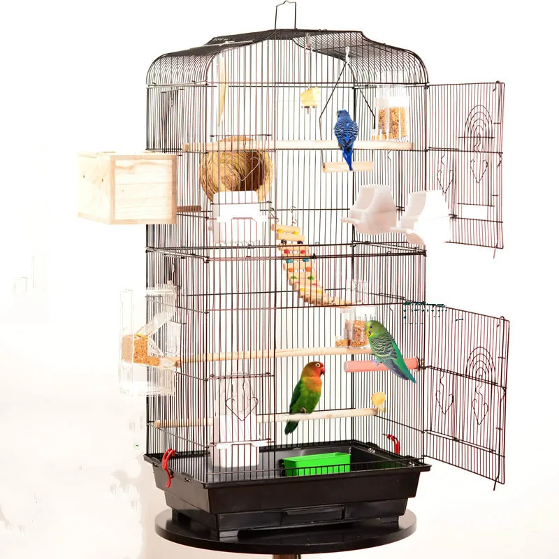 12344 10 De Réductiongrande Cage à Oiseaux En Acier Inoxydable En Métal Petite Et Moyenne Cage Délevage De Perroquet En Fer Forgé Zp01031415 In