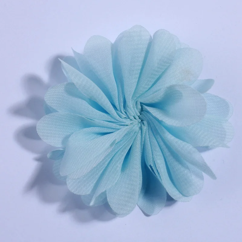 10 шт 6,5 см горячая Распродажа пушистые балерины ткань шифон в цветочек для платья Подсолнух Кружева Искусственные цветы для свадебного украшения - Цвет: Blue