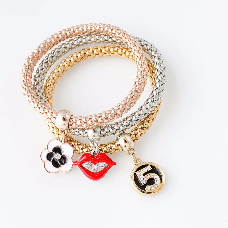 F& U Новое поступление, многослойные браслеты 3 шт./набор, сексуальная подвеска "губы", браслеты для женщин/девочек, подарки на день Святого Валентина
