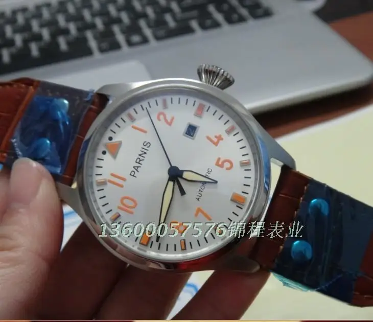 47mm PARNIS Automatic Self Wind movement men s watches big pilot dial High quality Watch wholesale