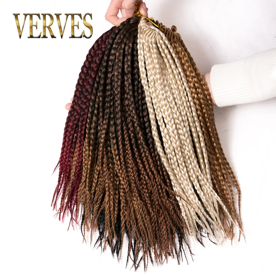 VERVES крючком волос 14 ''18" окно косы волосы 22strands/пакет чистого и Ombre плетение волос синтетические косы