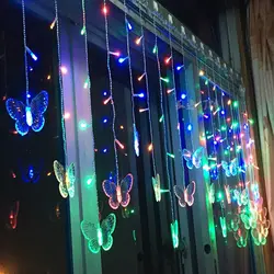 8 м Cortina De LED Шторы Рождественские огни строки бабочка гирлянды новый год Свадебные украшения освещение