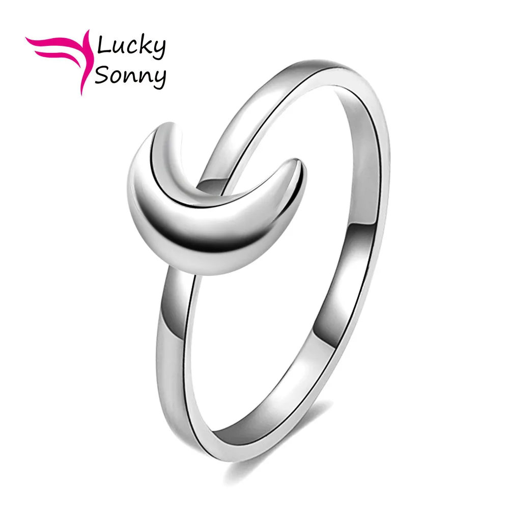 

New Crescent Moon Ring Solid 925 Sterling Silver Jewelry Moon Ring In Real Pure Silver For Women Rings Fashion Wholesale
