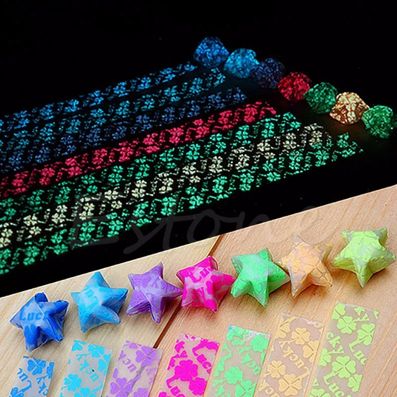 

30Pcs Luminous Four Leaf Clover Origami Lucky Star Paper Handmade Paper Folding