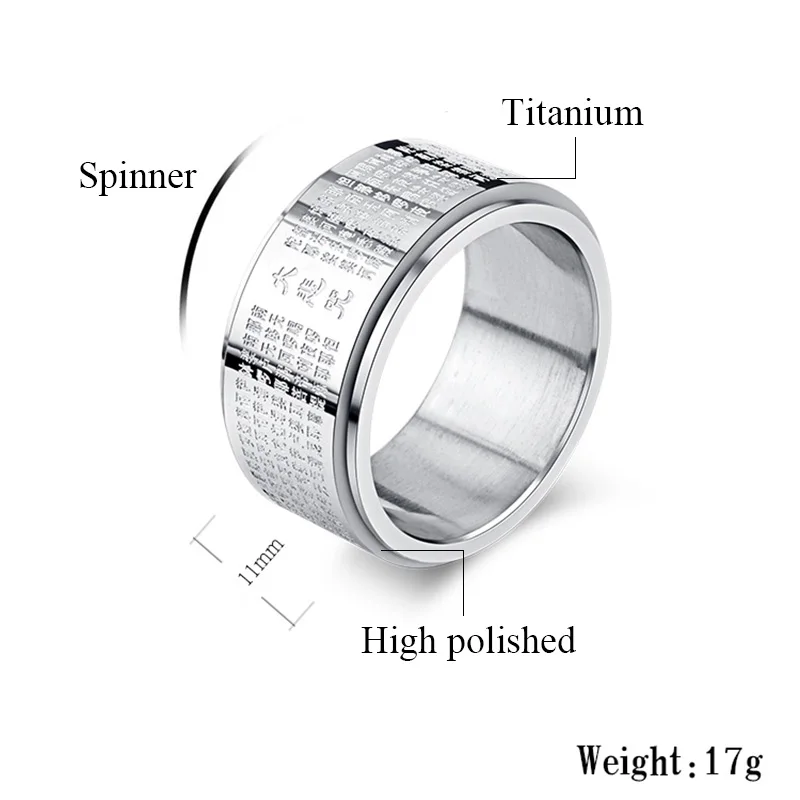 Титановая сталь вращающиеся заговоры большой милости мантра злой религиозный буддистское Ювелирное кольцо