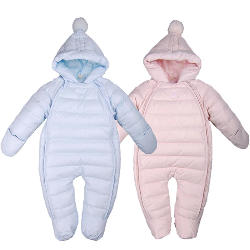 Baby Down Cotton Rompers Double zipper Infant Winter Overalls Thick