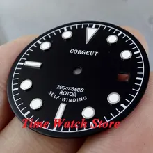 Corgeut 30,4 мм черный циферблат светящиеся белые Часы Marks циферблат подходят ETA 2824 2836 MIYOTA 8215 821A автоматический механизм D32