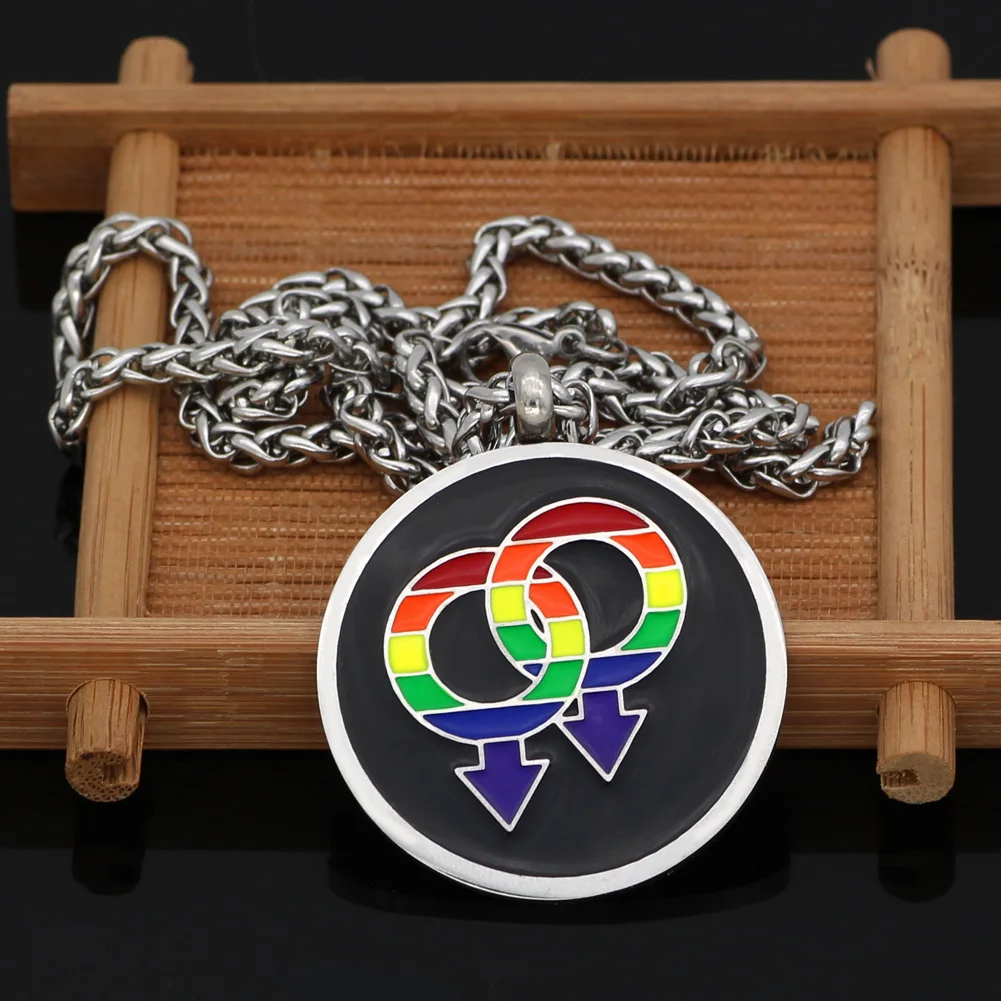 Men stainless steel LGBT raibow Gay Pride necklacein Pendant Necklaces